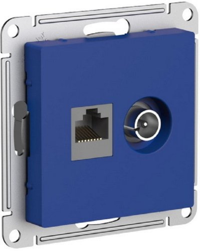 Розетка RJ45+TV Оконечная без рамки Systeme Electric AtlasDesign 2-м. аквамарин картинка